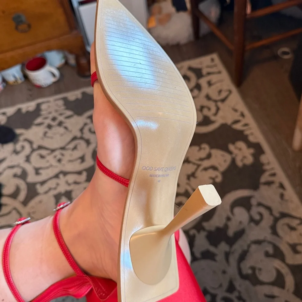 GOD saves queens strappy rhinestone heels